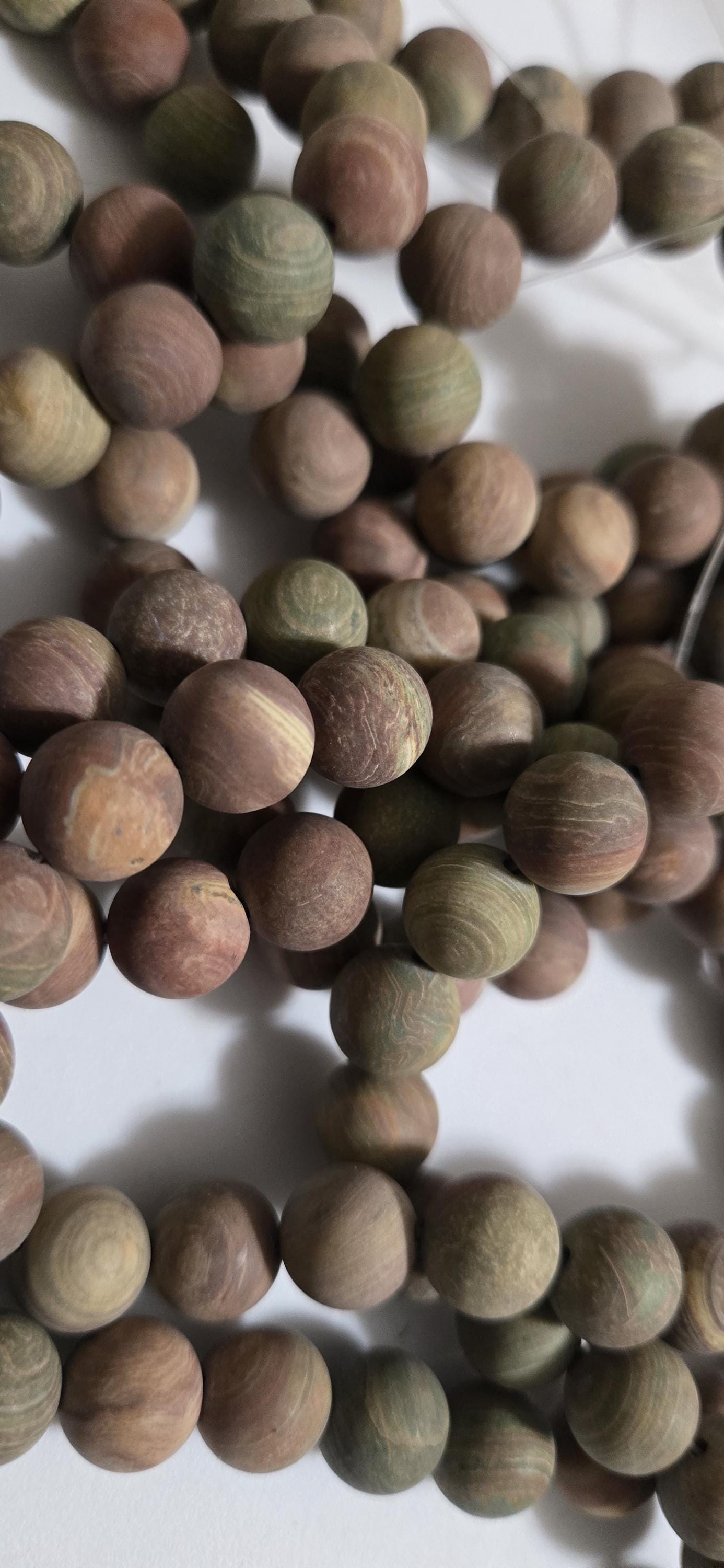 1 strand 35-36 jasper gemstone beads - 10 mm size Earthy rustic brown green tone Jasper round shape gemstone beads - GM413M