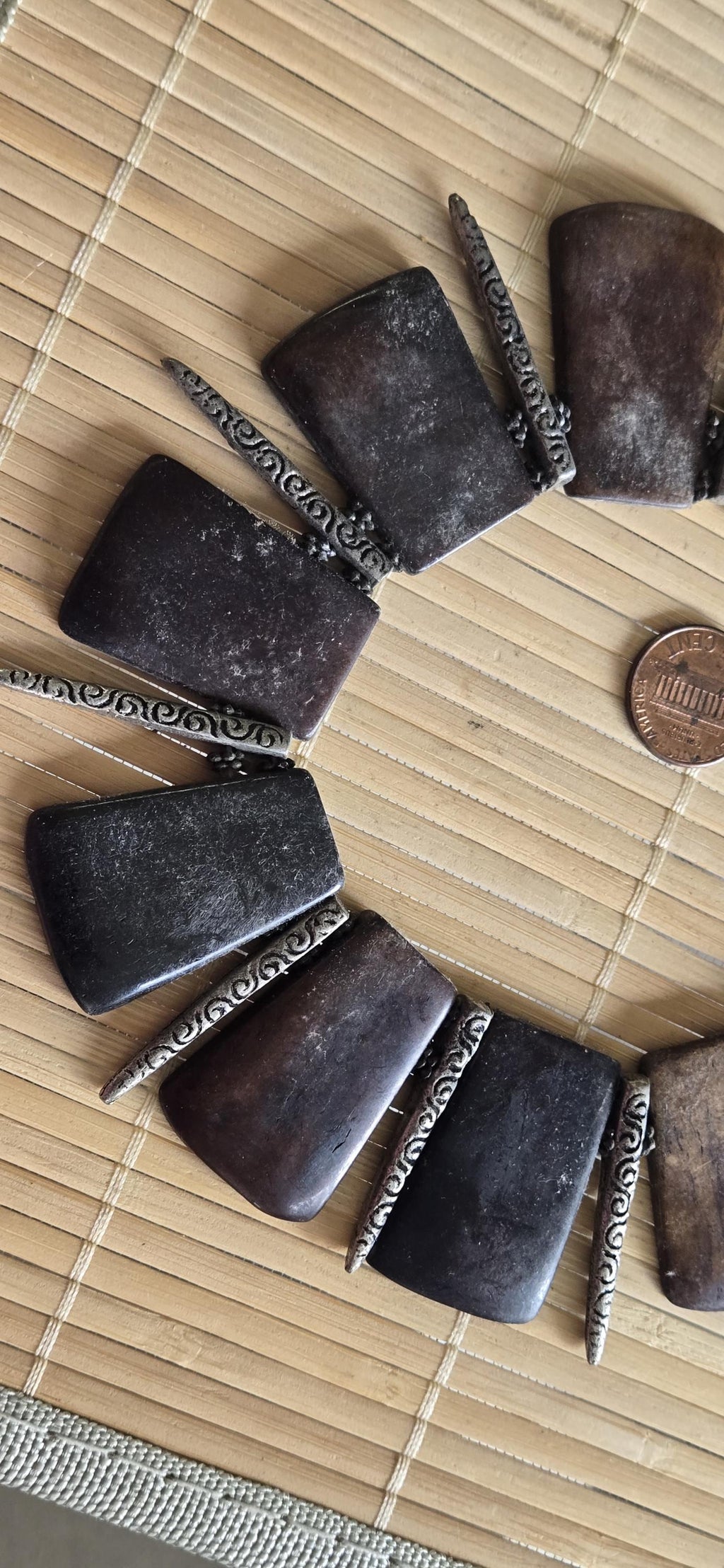 Beads set - Tribal design brown color recycled cattle bone pendant kit set necklace making supplies - MG020G