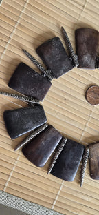 Beads set - Tribal design brown color recycled cattle bone pendant kit set necklace making supplies - MG020G