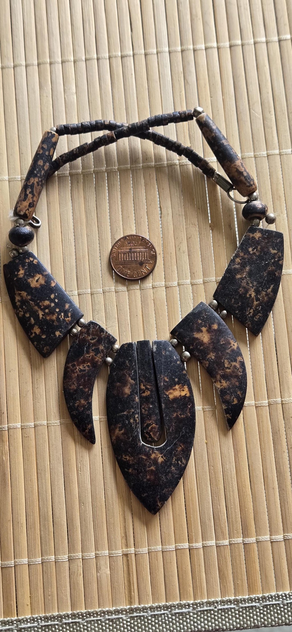 Beads set - Tribal design brown color recycled cattle bone pendant kit set necklace making supplies - MG020G