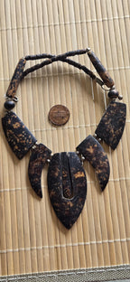 Beads set - Tribal design brown color recycled cattle bone pendant kit set necklace making supplies - MG020G