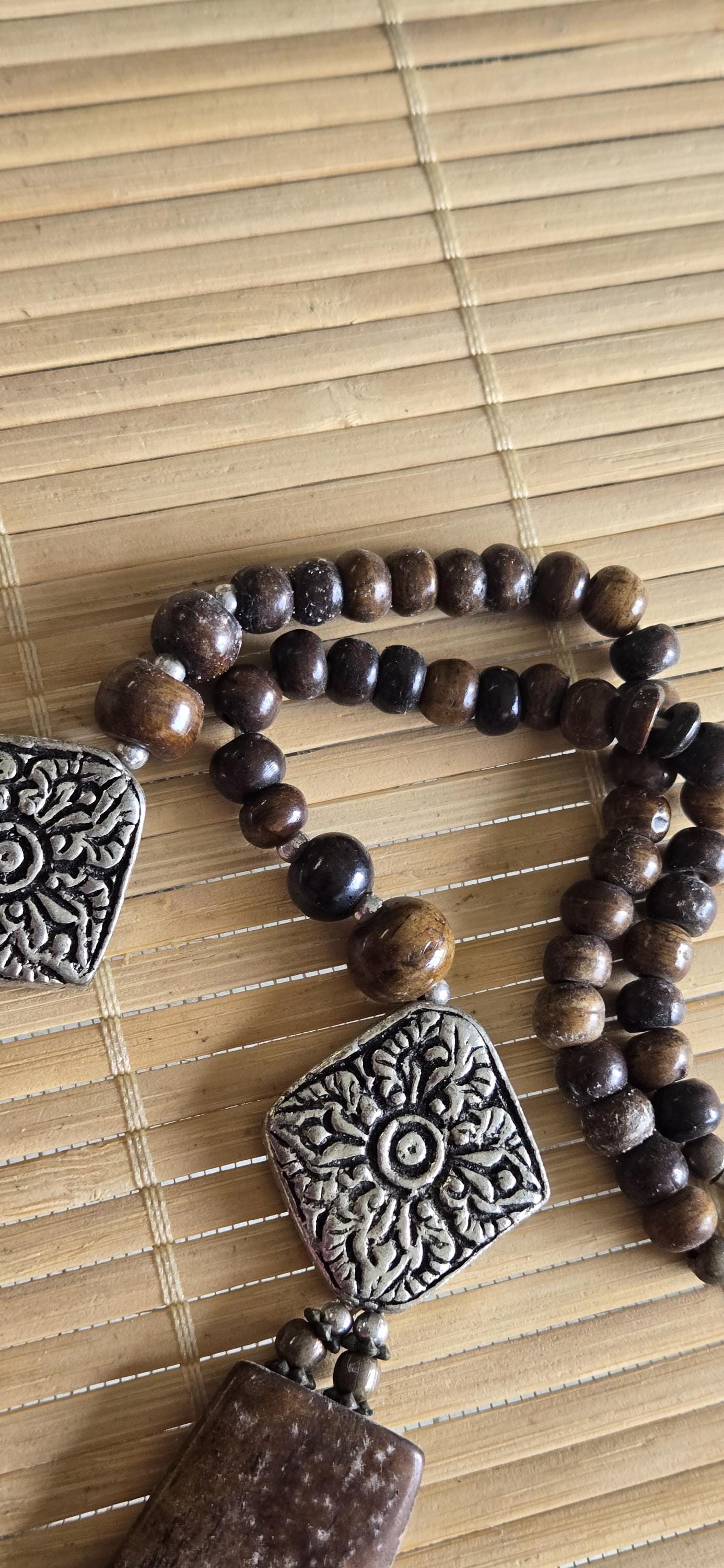 Beads set - Tribal design brown color recycled cattle bone pendant kit set necklace making supplies - MG020G