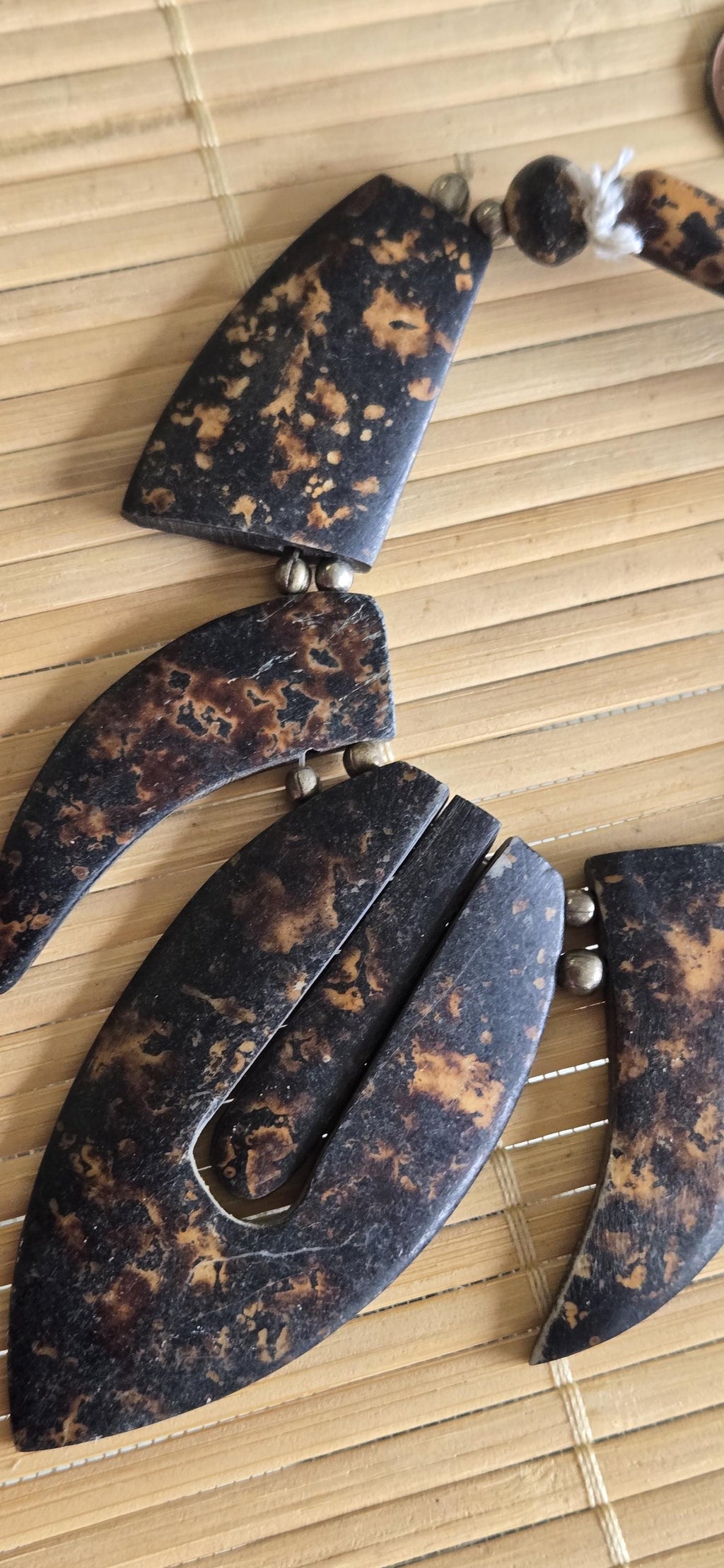 Beads set - Tribal design brown color recycled cattle bone pendant kit set necklace making supplies - MG020G