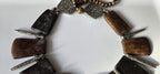 Beads set - Tribal design brown color recycled cattle bone beads and metal alloy beads pendant making kit necklace making supplies - MG020H