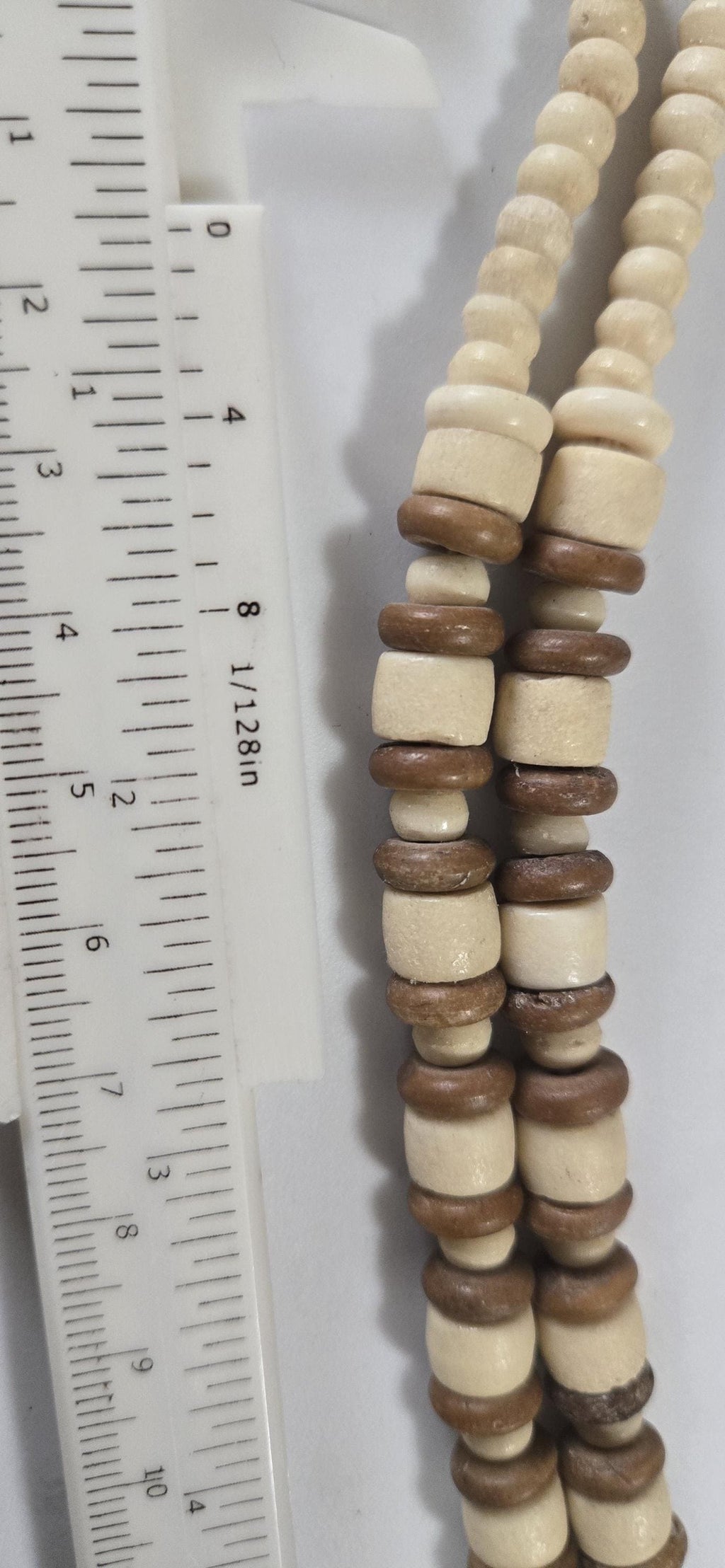 1 strand Tribal design cream and brown color recycled cattle bone beads strand - MG020E
