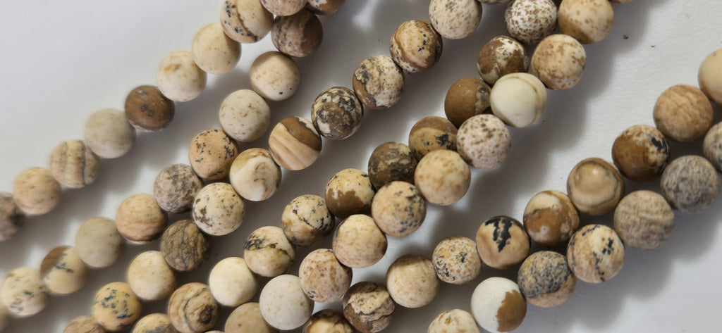 1 Full strand - 4-5 mm size Earthy coffee tone picture Jasper round shape gemstone beads 15 inches - GM412K