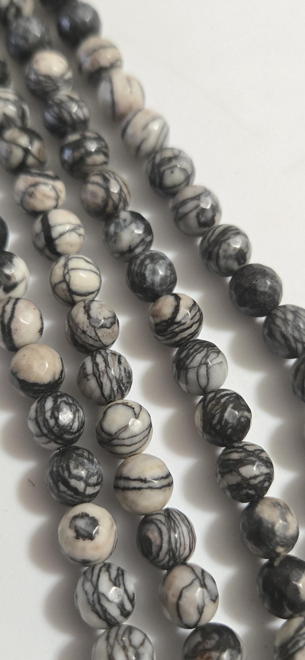 Picasso Jasper Beads 8mm Round Gemstone Strand 15 Inches Black White Spiderweb Stone Jewelry beads GM413L