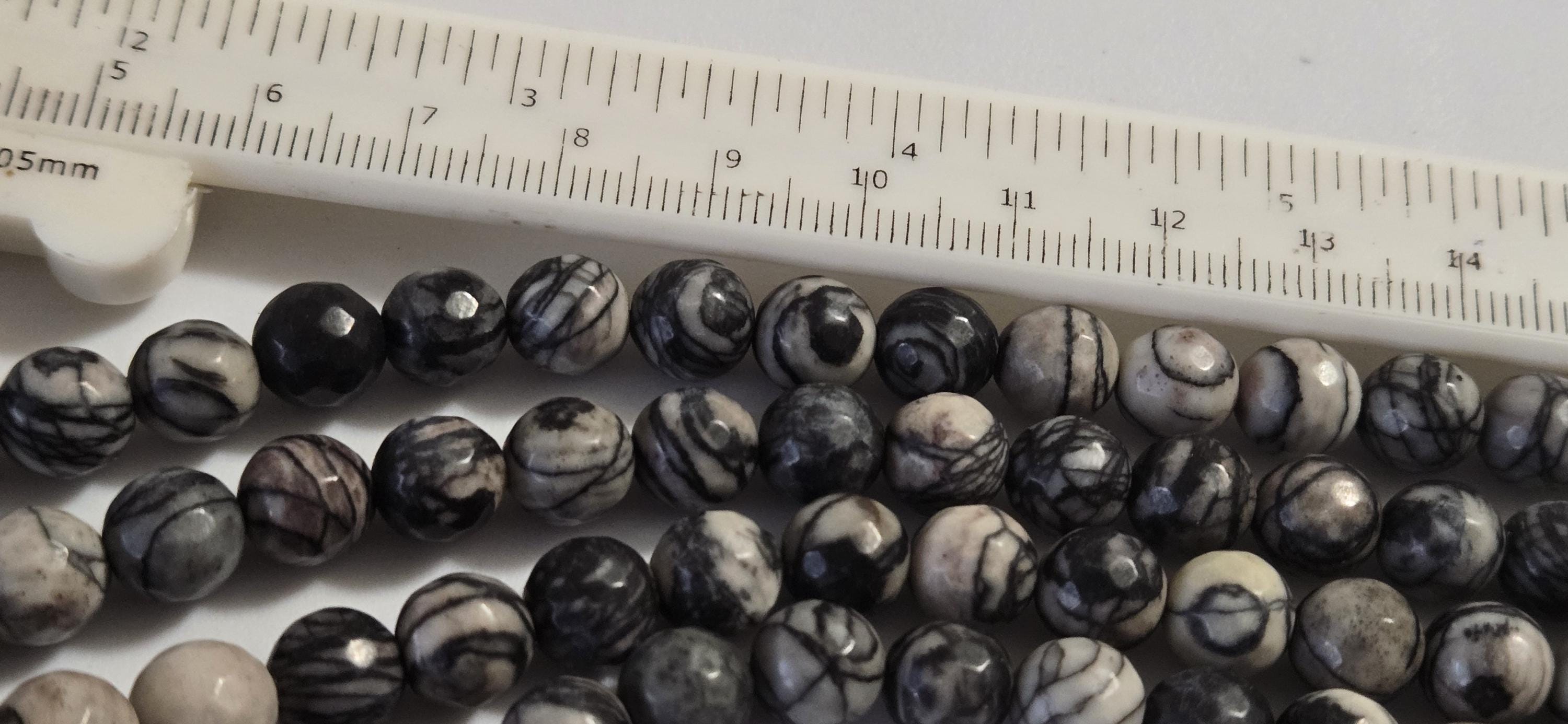 Picasso Jasper Beads 8mm Round Gemstone Strand 15 Inches Black White Spiderweb Stone Jewelry beads GM413L