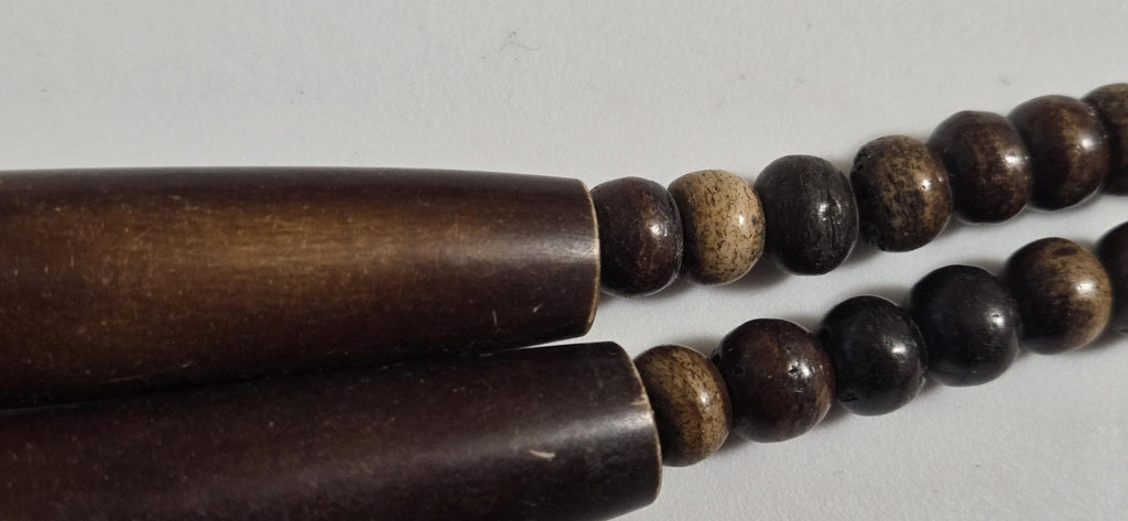 Beads set - Tribal design brown color recycled cattle bone beads brass metal alloy disc beads jewelry making supplies - MG020R