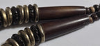 Beads set - Tribal design brown color recycled cattle bone beads brass metal alloy disc beads jewelry making supplies - MG020R