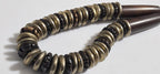 Beads set - Tribal design brown color recycled cattle bone beads brass metal alloy disc beads jewelry making supplies - MG020R