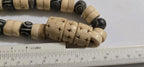 Vintage Nepal Carved Bone Beaded Necklace, Recycled Cattle Bone beads Brown Cream color Fish Metal Beads, Tribal Ethnic Necklace MG0021G