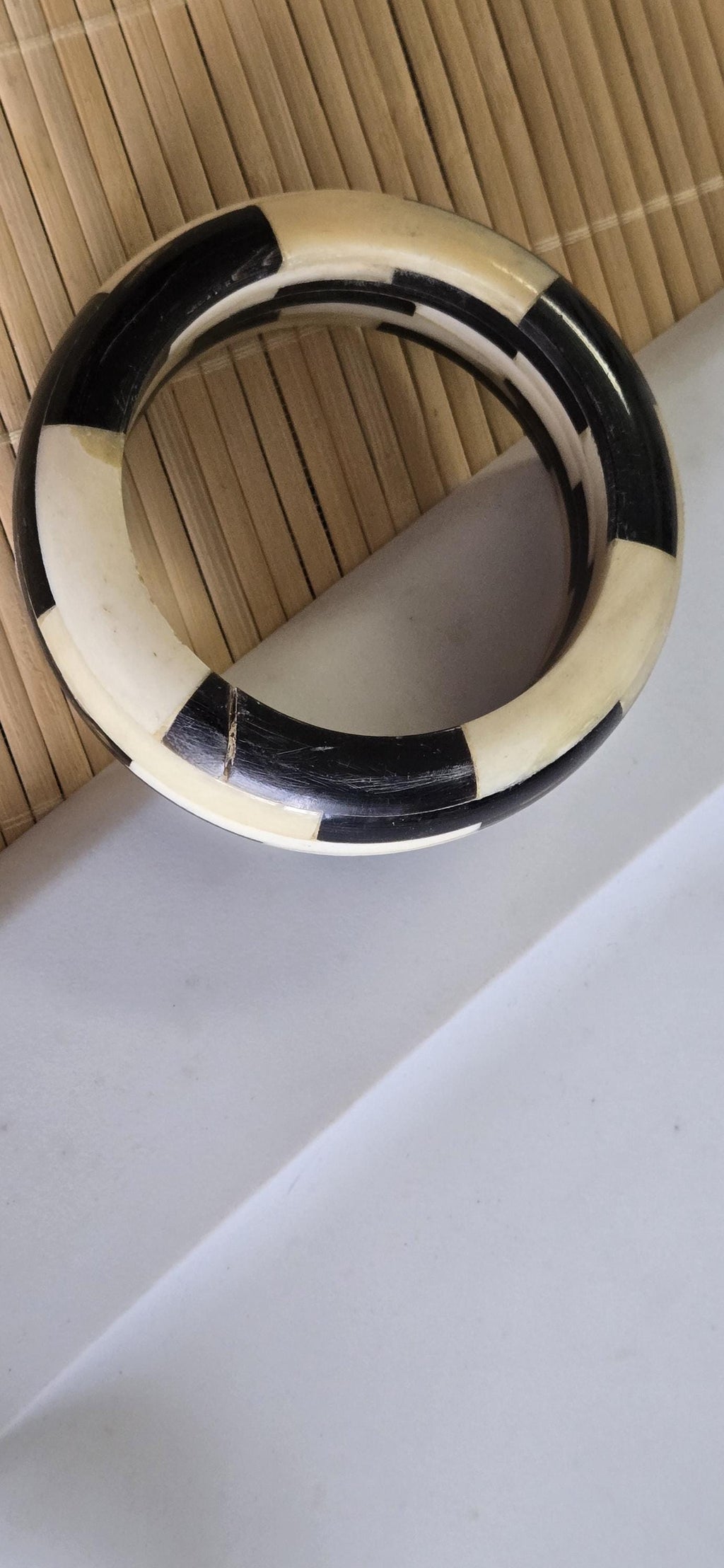 Vintage heavy solid Recycled cattle Bone Bangle cream brown color – Handmade Nepal Jewelry, Natural Rustic bangles- MG021J