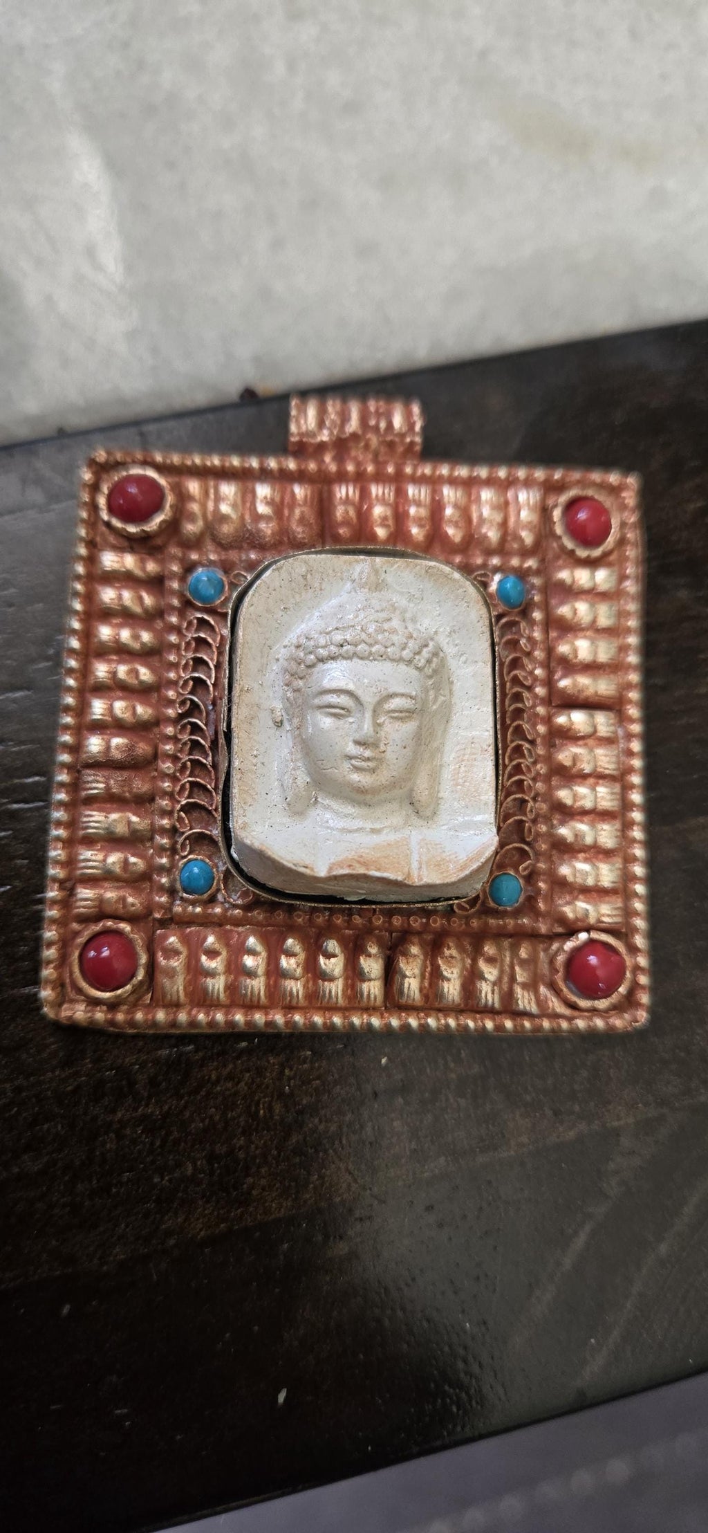 Gorgeous Square shape Buddha pendant with ethnic tibetan filigree design - PM109N
