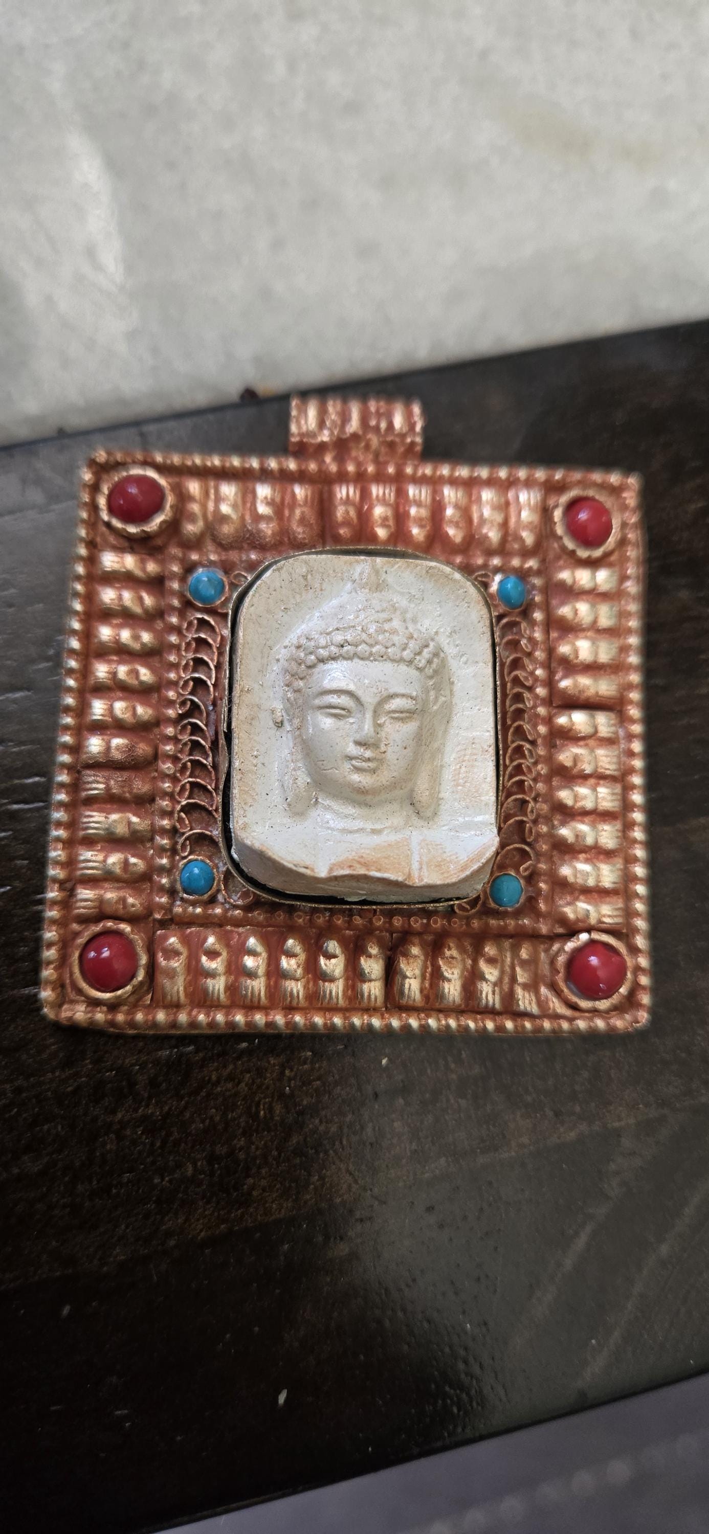 Gorgeous Square shape Buddha pendant with ethnic tibetan filigree design - PM109N