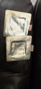 Gorgeous Square shape Green Buddha pendant with ethnic tibetan filigree design copper color finish - PM109E