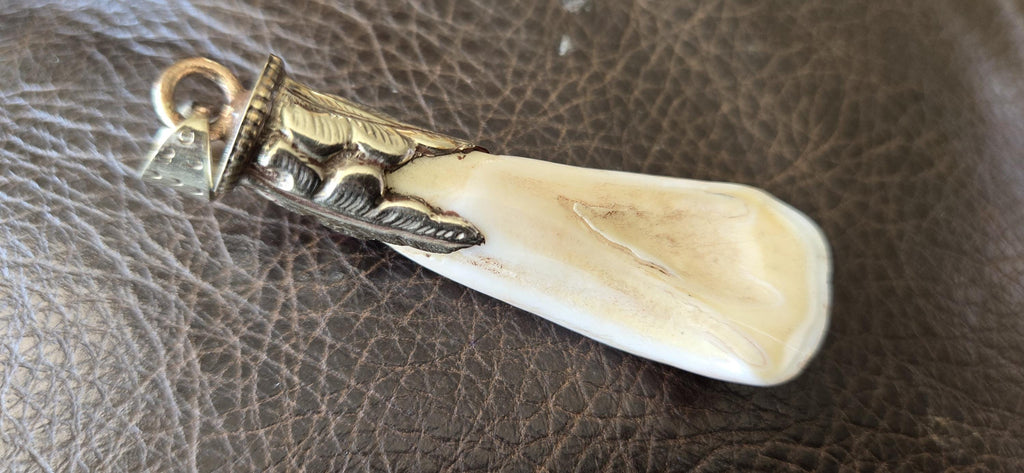 Ethnic Tibetan design buffalo tooth pendant nepal pendants - Nepalbeadshop - PB053H