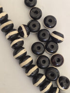 10 bone beads - Tibetan banded stripe design recycled cattle bone beads supply 10 mm size - ML029B