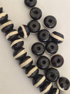 10 bone beads - Tibetan banded stripe design recycled cattle bone beads supply 10 mm size - ML029B