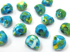 4 Beads - Teal Blue color dyed jade small skull beads - GM374B