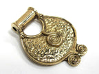 Tribal Ethnic Spiral Coil solid Brass Pendant – Hammered Shield Plate design, tribal folk jewelry Supply l Nepal brass pendant – CP089