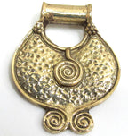 Tribal Ethnic Spiral Coil solid Brass Pendant – Hammered Shield Plate design, tribal folk jewelry Supply l Nepal brass pendant – CP089