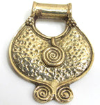 Tribal Ethnic Spiral Coil solid Brass Pendant – Hammered Shield Plate design, tribal folk jewelry Supply l Nepal brass pendant – CP089