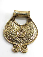Tribal Ethnic Spiral Coil solid Brass Pendant – Hammered Shield Plate design, tribal folk jewelry Supply l Nepal brass pendant – CP089