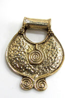 Tribal Ethnic Spiral Coil solid Brass Pendant – Hammered Shield Plate design, tribal folk jewelry Supply l Nepal brass pendant – CP089