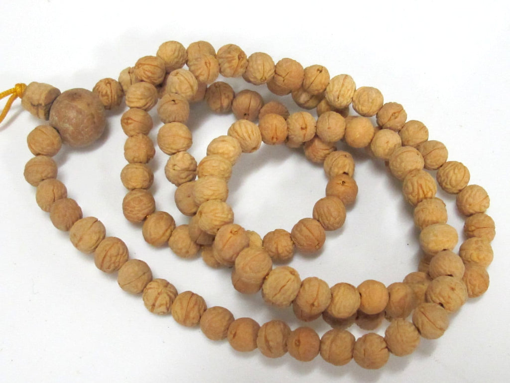 20 beads - Light brown tan color small natural Bodhi seed beads mala from Nepal - ML025