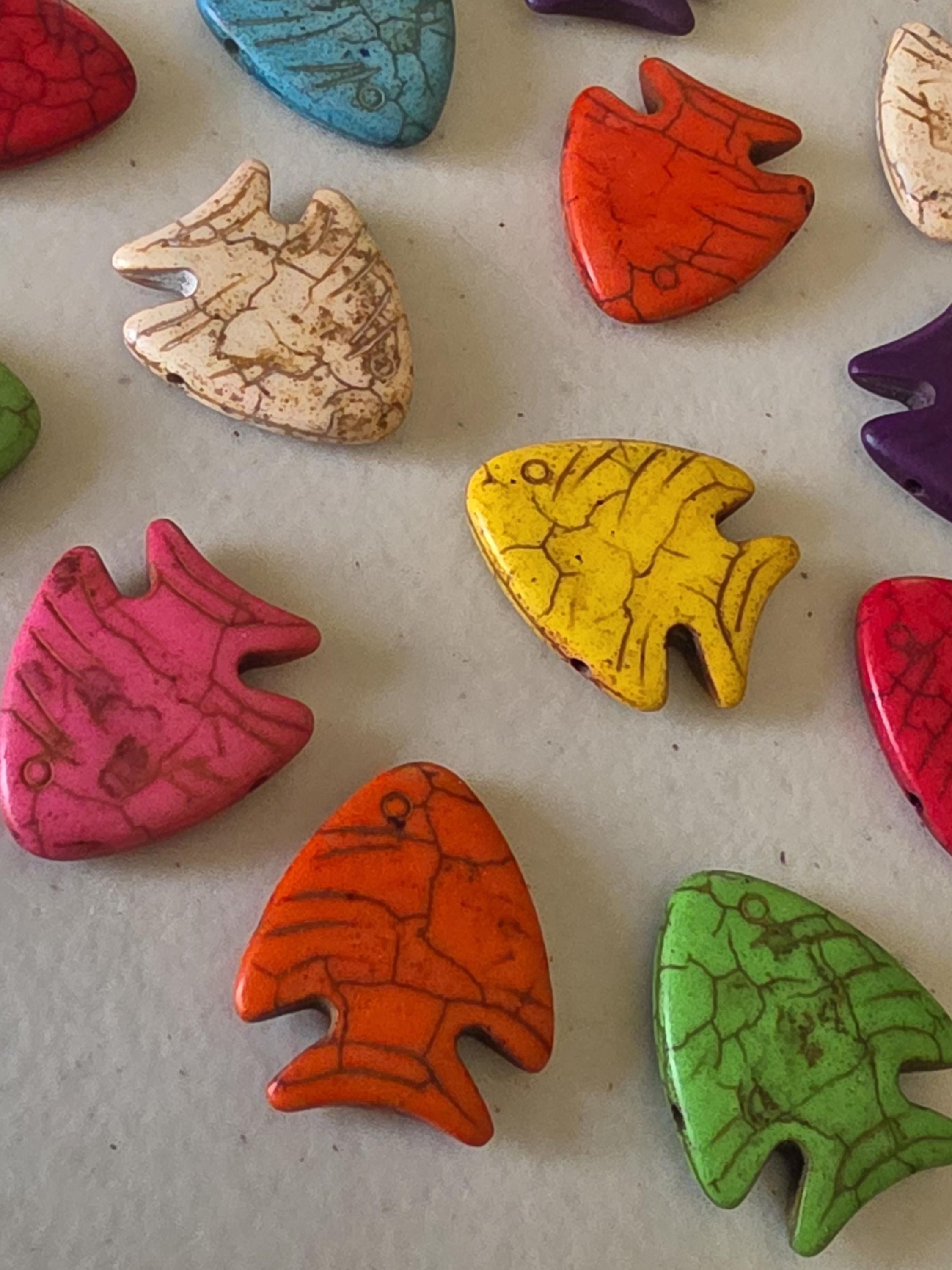 8 beads - Mix colors Fish shape magnesite beads - GM301