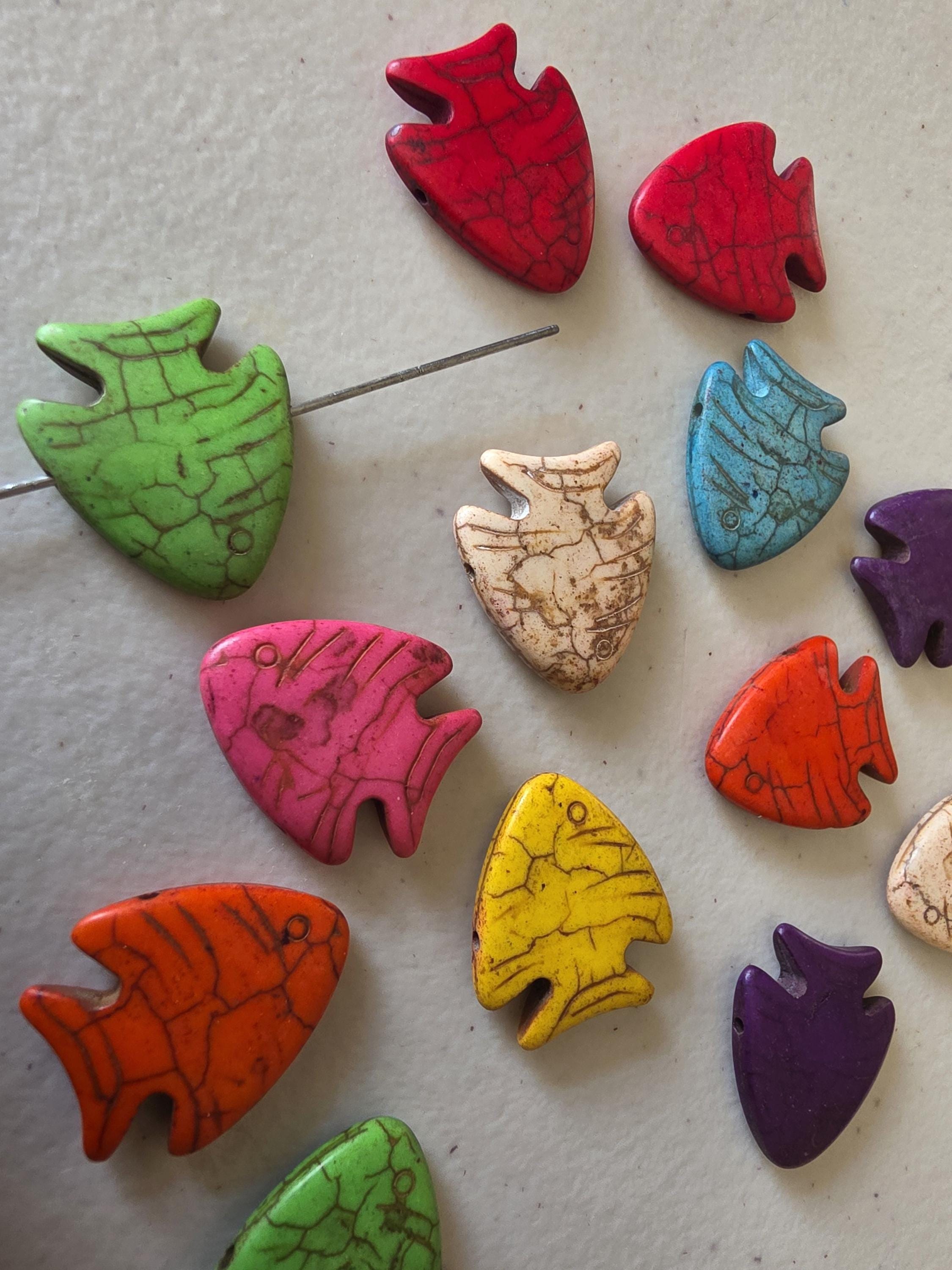 8 beads - Mix colors Fish shape magnesite beads - GM301