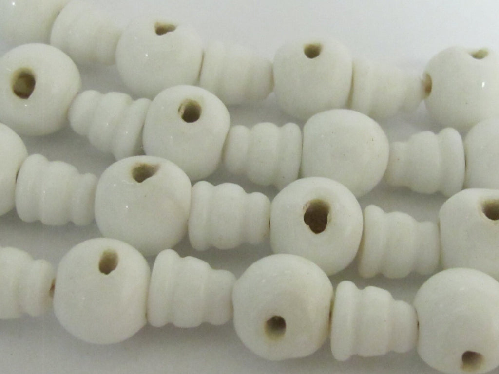 5 Guru Bead sets - 3 hole white color Glass Guru beads 11-12 mm with column Beads - GB024
