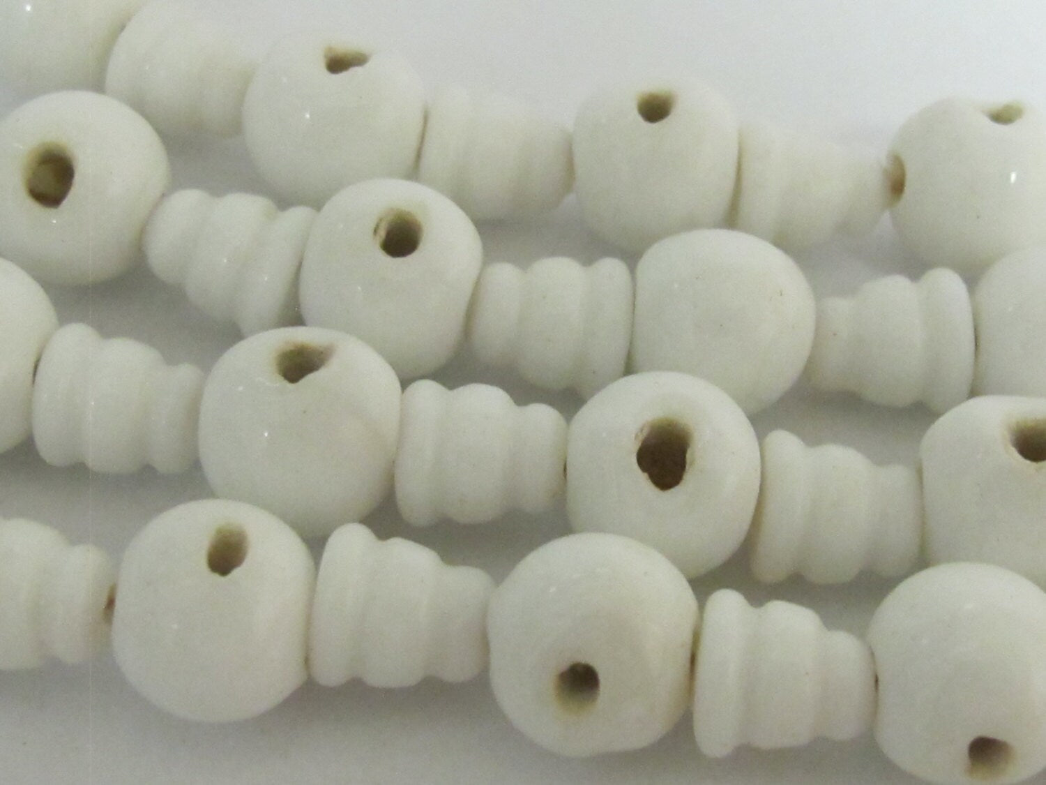 5 Guru Bead sets - 3 hole white color Glass Guru beads 11-12 mm with column Beads - GB024