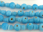 5 Guru Bead sets - 3 hole blue color Glass Guru beads 11-12 mm with column Beads - GB025s