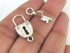 4 clasp sets - Lock and Key shape antiqued silver tone toggle clasp - BD770