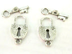 4 clasp sets - Lock and Key shape antiqued silver tone toggle clasp - BD770