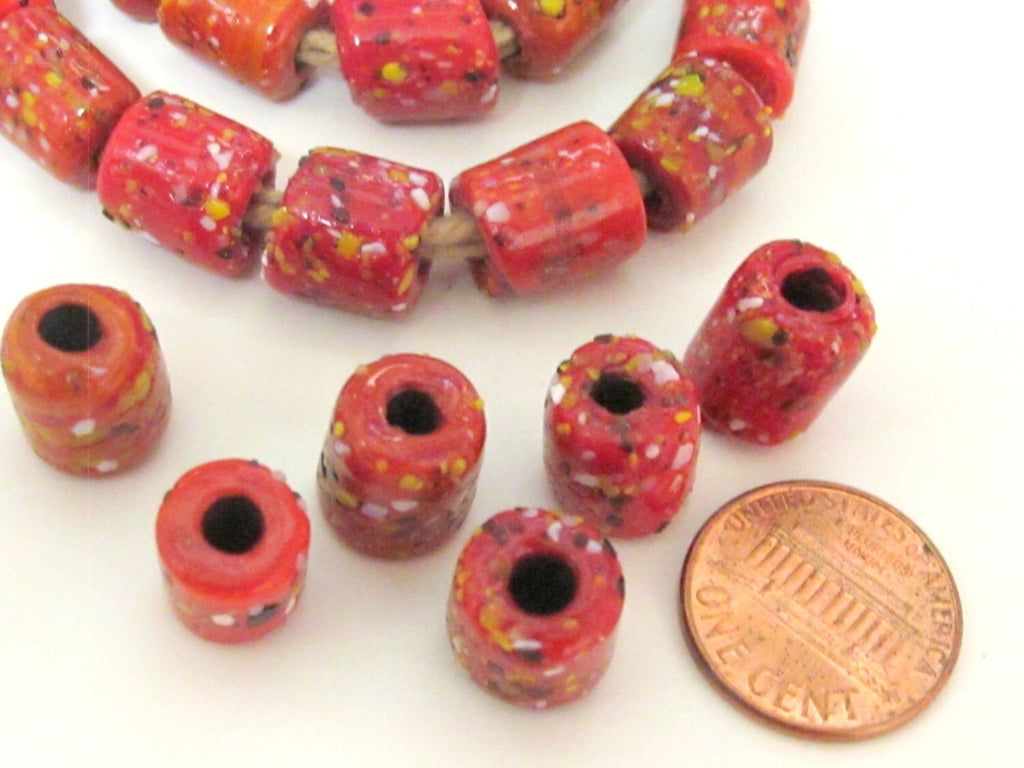 10 BEADS - Ethnic Thick nepalese sherpa glass beads - BD830