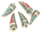 1 Pendant - Beautiful Tibetan brass pendant with turquoise inlay - PM365