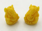 2 BEADS - Yellow color resin seated Ganesha pendant beads 20 mm x 15 mm - BD784D