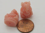 2 BEADS - Ganesha beads Salmon Pink color resin seated Ganesha pendant beads 20 mm x 15 mm - BD784H