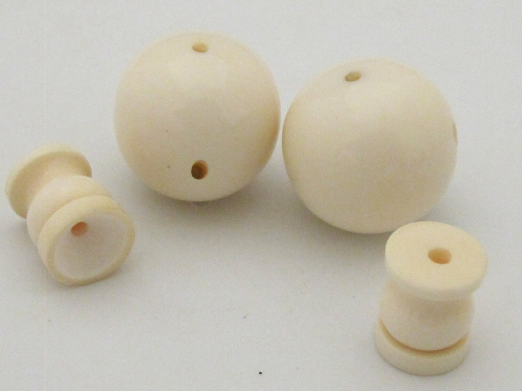 1 Guru bead set - Large 24 mm size cream color recycled cattle bone bead 3 hole prayer mala Guru bead with column bead from Nepal - GB029