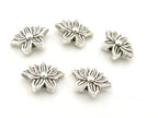 10 Beads - Antiqued silver tone small Lotus flower shape metal beads 8 mm x 12 mm - BD787