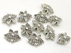 10 Beads - Antiqued silver tone small Lotus flower shape metal beads 8 mm x 12 mm - BD787