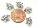 10 Beads - Antiqued silver tone small Lotus flower shape metal beads 8 mm x 12 mm - BD787