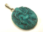 1 pendant - Ethnic Oval shape Green Ganesha pendant from Nepal - PS006C