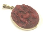 1 pendant - Ethnic Oval shape red Ganesha pendant from Nepal - PS006A