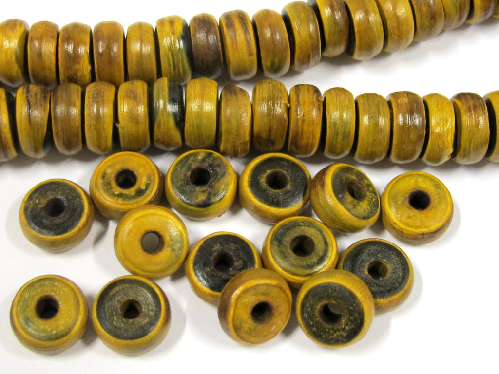 20 BEADS - Rondelle disc shape recycled cattle horn bone beads from Nepal 10 mm - ML028B