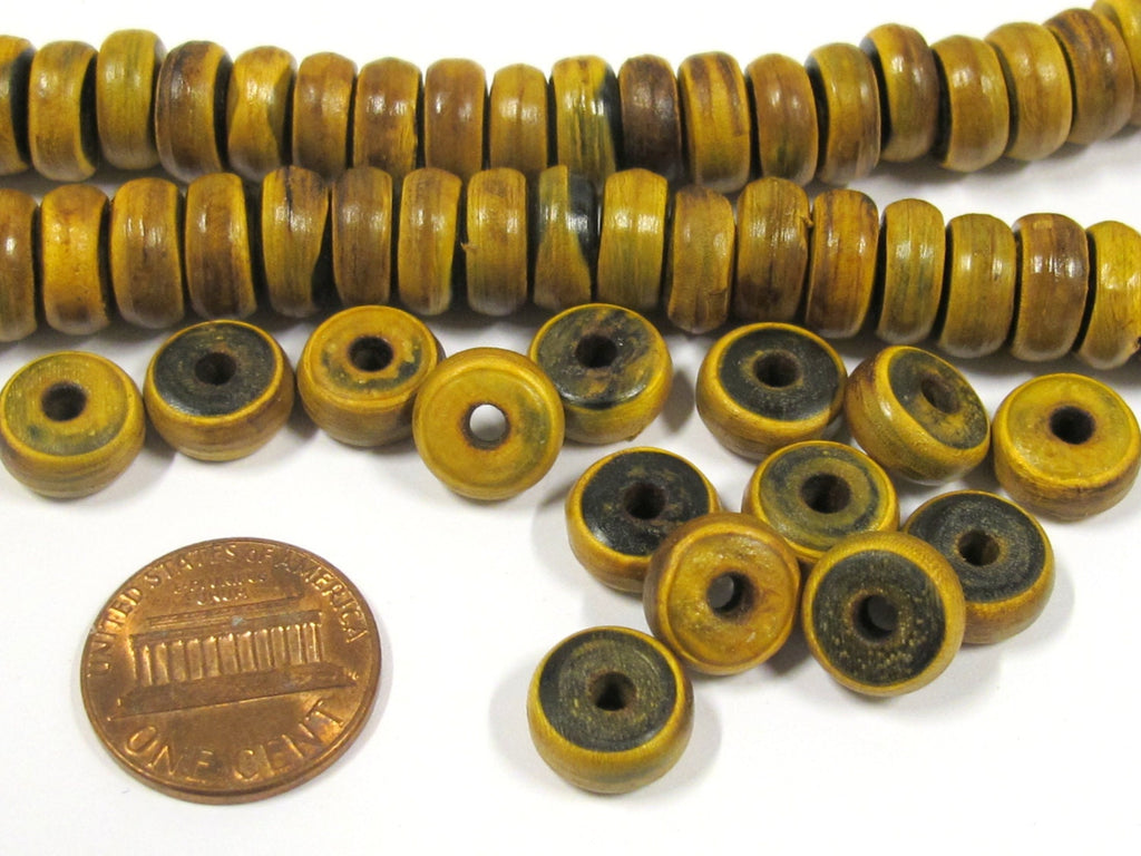 20 BEADS - Rondelle disc shape recycled cattle horn bone beads from Nepal 10 mm - ML028B