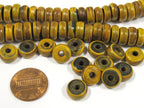 20 BEADS - Rondelle disc shape recycled cattle horn bone beads from Nepal 10 mm - ML028B